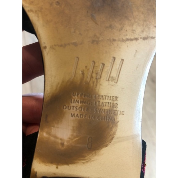 J. Jill Women's Sz 8 Black Floral Embroidered Pointy Toe‎ D'Orsay Slip on Flats - Picture 7 of 8